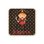 Girl's Pirate & Dots Genuine Maple or Cherry Wood Sticker (Personalized)