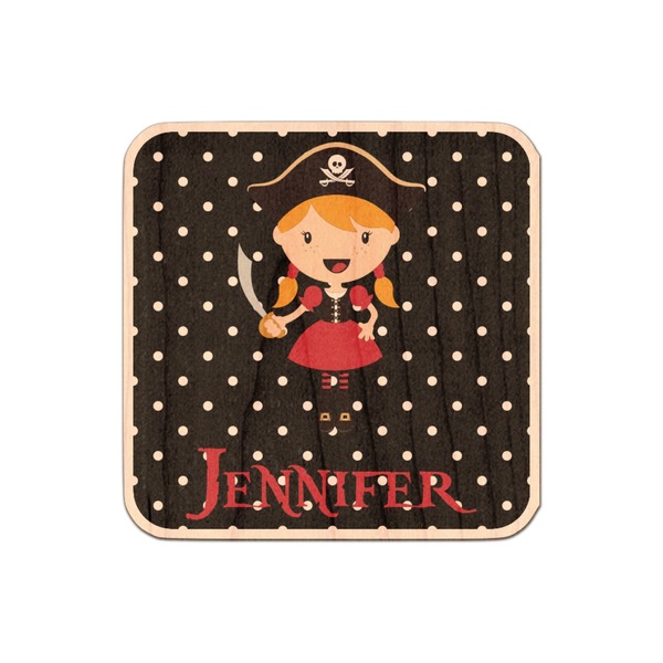 Custom Girl's Pirate & Dots Genuine Maple or Cherry Wood Sticker (Personalized)