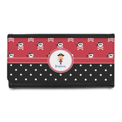 Girl's Pirate & Dots Leatherette Ladies Wallet (Personalized)