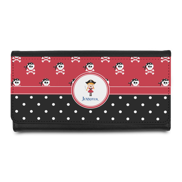 Custom Girl's Pirate & Dots Leatherette Ladies Wallet (Personalized)