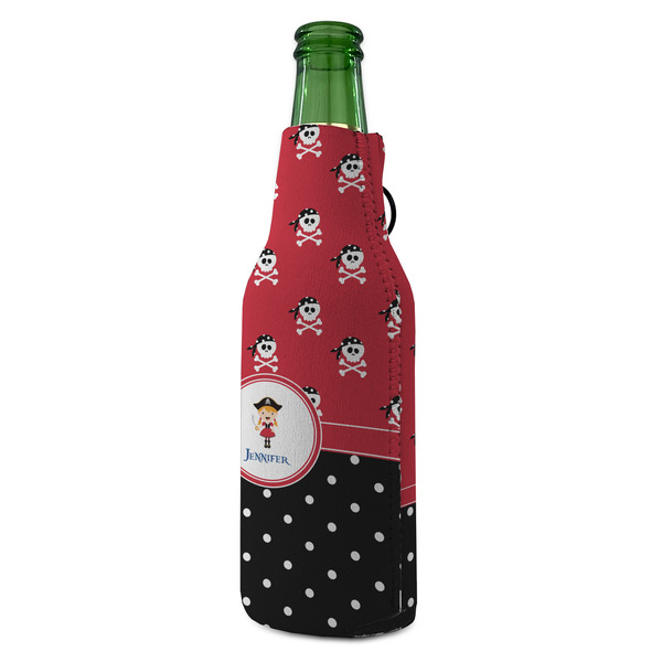 Girl's Pirate & Dots Zipper Bottle Cooler - ANGLE (bottle)