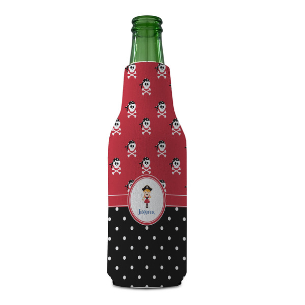 Girl's Pirate & Dots Zipper Bottle Cooler - FRONT (bottle)