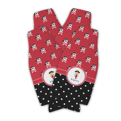 Girl's Pirate & Dots Zipper Bottle Cooler - Set of 4 (Personalized)