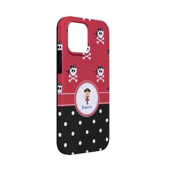 Custom Girl's Pirate & Dots iPhone Case - Rubber Lined - iPhone 13 Mini (Personalized)