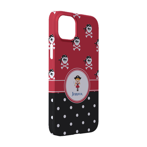 Custom Girl's Pirate & Dots iPhone Case - Plastic - iPhone 14 (Personalized)