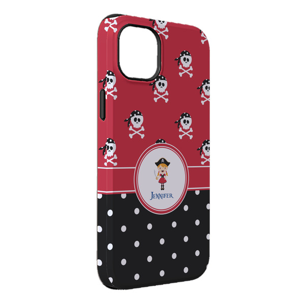 Custom Girl's Pirate & Dots iPhone Case - Rubber Lined - iPhone 14 Plus (Personalized)