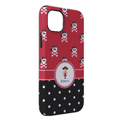 Girl's Pirate & Dots iPhone Case - Rubber Lined - iPhone 14 Pro Max (Personalized)