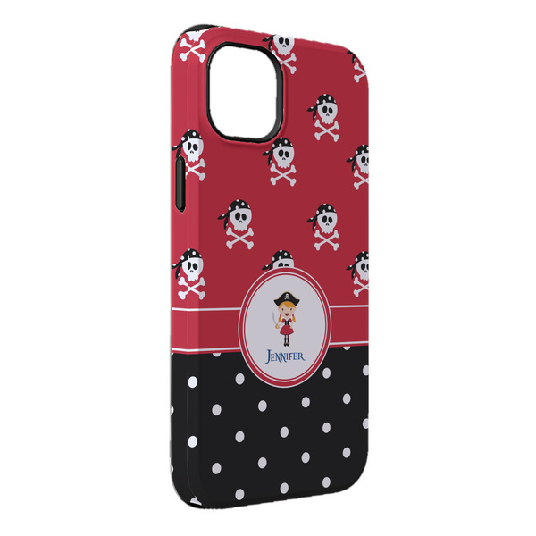 Custom Girl's Pirate & Dots iPhone Case - Rubber Lined - iPhone 14 Pro Max (Personalized)