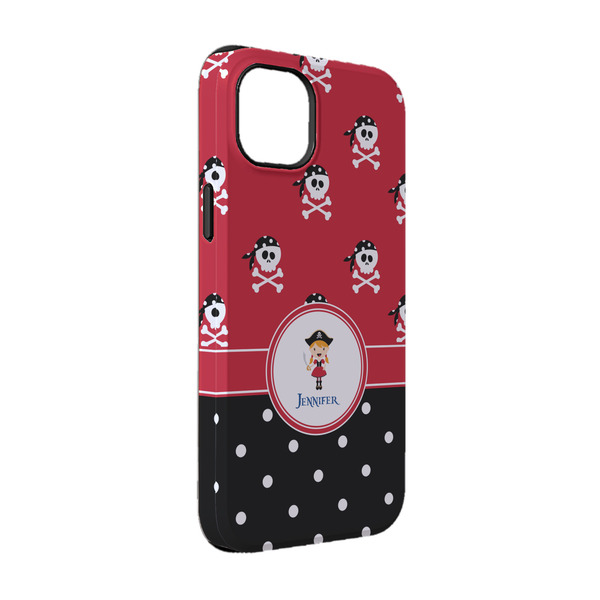 Custom Girl's Pirate & Dots iPhone Case - Rubber Lined - iPhone 14 Pro (Personalized)