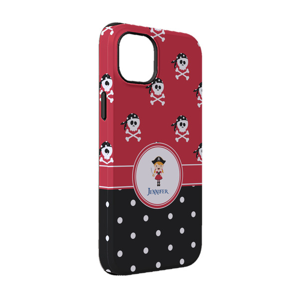 Custom Girl's Pirate & Dots iPhone Case - Rubber Lined - iPhone 14 (Personalized)