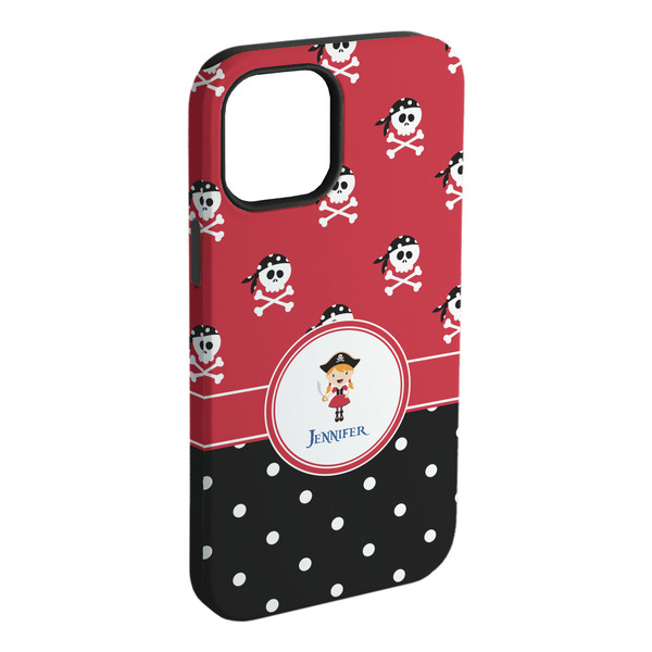 Custom Girl's Pirate & Dots iPhone Case - Rubber Lined - iPhone 15 Pro Max (Personalized)