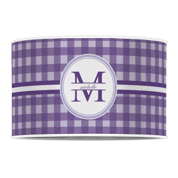 Gingham Print 12" Drum Lampshade - FRONT (Poly Film)