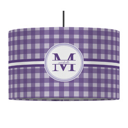 Gingham Print 12" Drum Pendant Lamp - Fabric (Personalized)