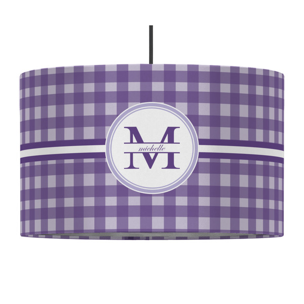 Gingham Print 12" Drum Lampshade - PENDANT (Fabric)