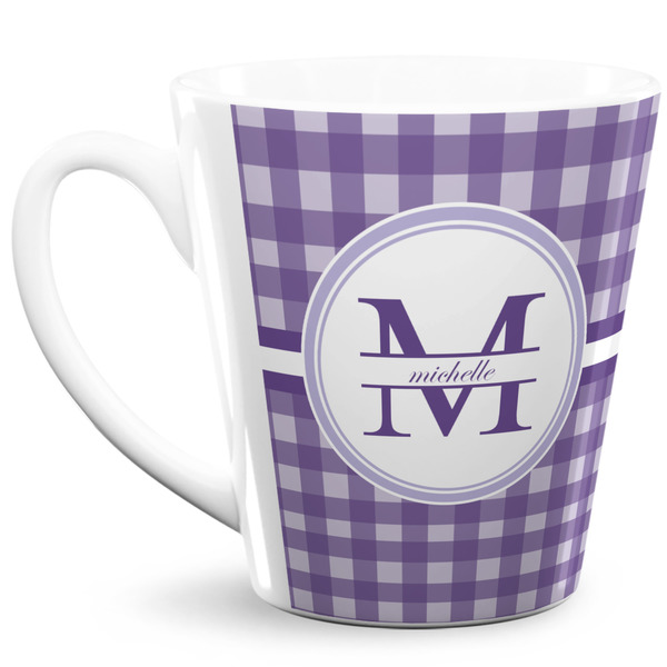 Custom Gingham Print 12 Oz Latte Mug (Personalized)