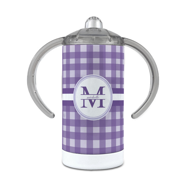 Custom Gingham Print 12 oz Stainless Steel Sippy Cup (Personalized)