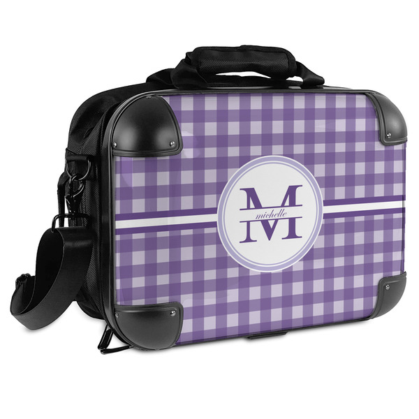 Custom Gingham Print Hard Shell Briefcase (Personalized)