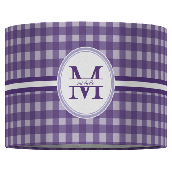 Gingham Print 16" Drum Lampshade - FRONT (Fabric)