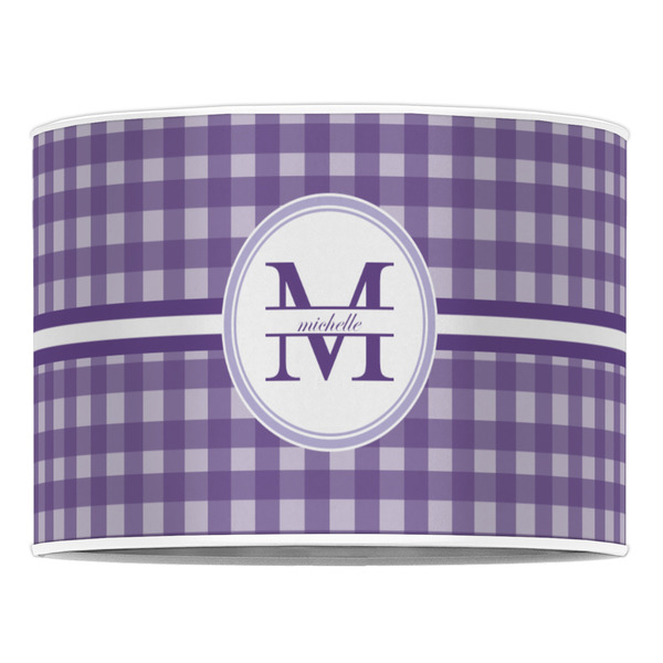 Gingham Print 16" Drum Lampshade - FRONT (Poly Film)