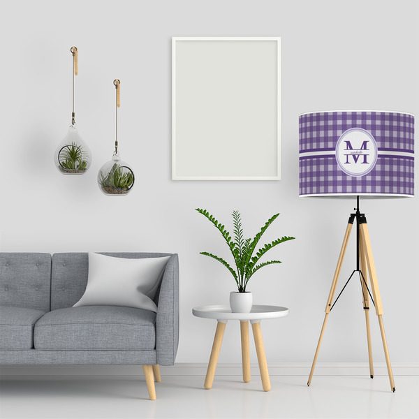 Gingham Print 16" Drum Lampshade - LIFESTYLE