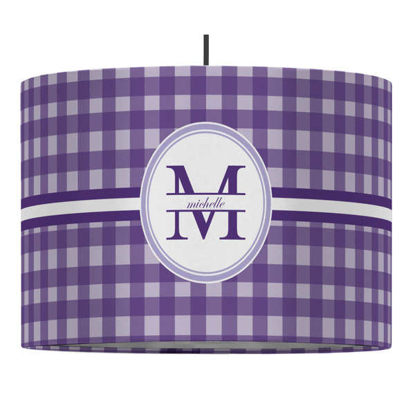 Custom Gingham Print Drum Pendant Lamp (Personalized)