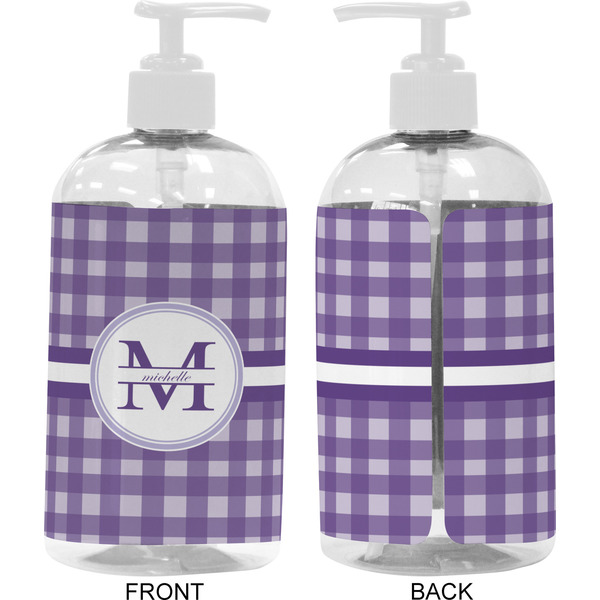 Gingham Print 16 oz Plastic Liquid Dispenser- Approval- White