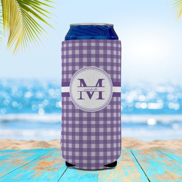 Gingham Print 16oz Can Sleeve - LIFESTYLE