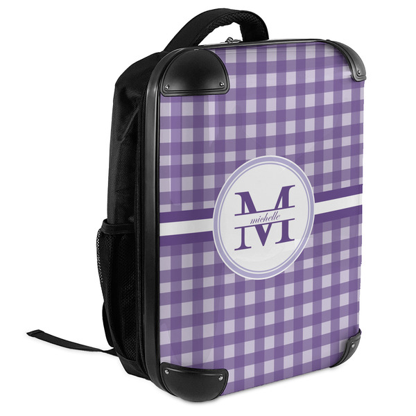 Gingham Print 18" Hard Shell Backpacks - ANGLED VIEW