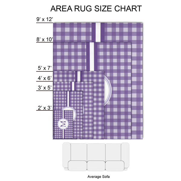 Gingham Print 2'x3' Indoor Area Rugs - Size Chart