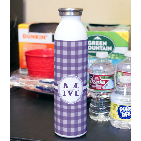Gingham Print 20oz Water Bottles - Full Print - In Context