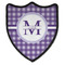 Gingham Print Iron On Shield Patch B w/ Name and Initial