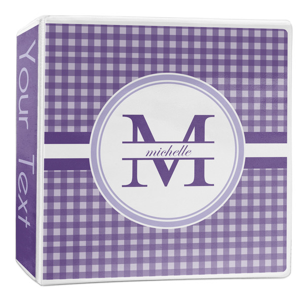 Custom Gingham Print 3-Ring Binder - 2 inch (Personalized)