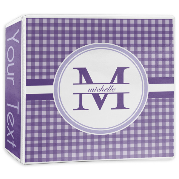 Custom Gingham Print 3-Ring Binder - 3 inch (Personalized)