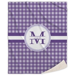 Gingham Print Sherpa Throw Blanket (Personalized)