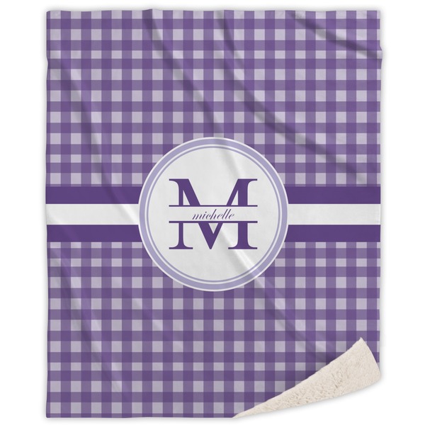 Custom Gingham Print Sherpa Throw Blanket (Personalized)