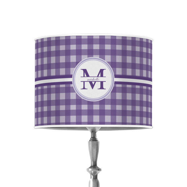 Gingham Print 8" Drum Lampshade - ON STAND (Poly Film)