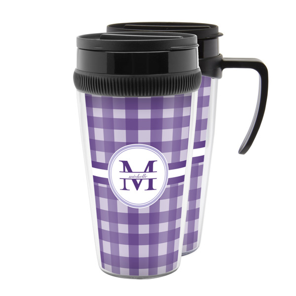 Custom Gingham Print Acrylic Travel Mug (Personalized)
