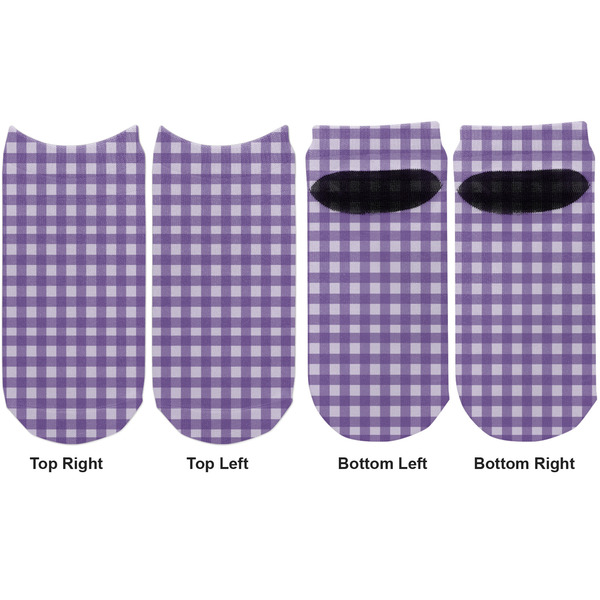 Gingham Print Adult Ankle Socks - Double Pair - Front and Back - Apvl