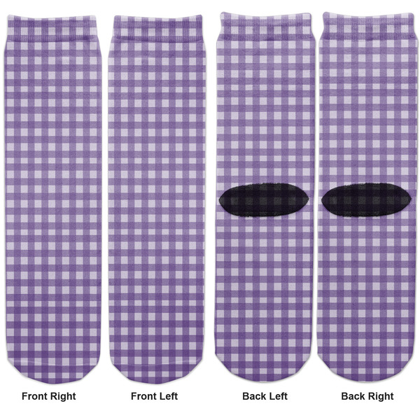 Gingham Print Adult Crew Socks - Double Pair - Front and Back - Apvl