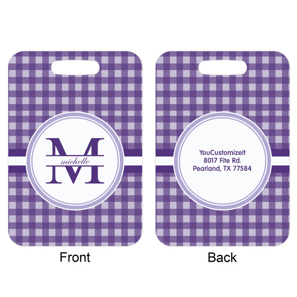 Gingham Print Aluminum Luggage Tag (Front + Back)