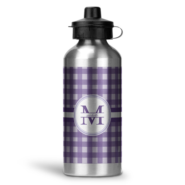 Custom Gingham Print Water Bottles - 20 oz - Aluminum (Personalized)