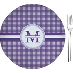 Gingham Print 8" Glass Appetizer / Dessert Plates - Single or Set (Personalized)