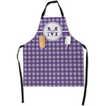 Gingham Print Apron With Pockets w/ Name and Initial