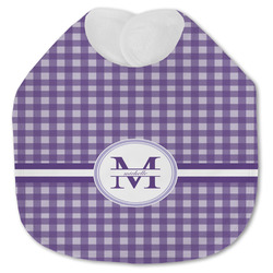 Gingham Print Jersey Knit Baby Bib w/ Name and Initial
