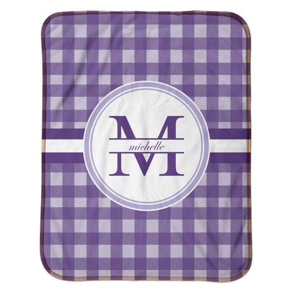 Gingham Print Baby Sherpa Blanket - Flat