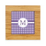 Gingham Print Bamboo Trivet with Ceramic Tile Insert (Personalized)