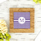 Gingham Print Bamboo Trivet with 6" Tile - LIFESTYLE
