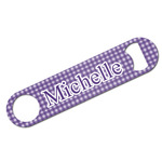 Gingham Print Bar Bottle Opener w/ Name and Initial