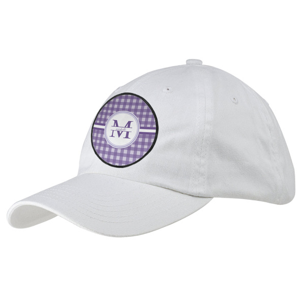 Custom Gingham Print Baseball Cap - White (Personalized)