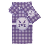 Gingham Print Bath Towel Set - 3 Pcs (Personalized)